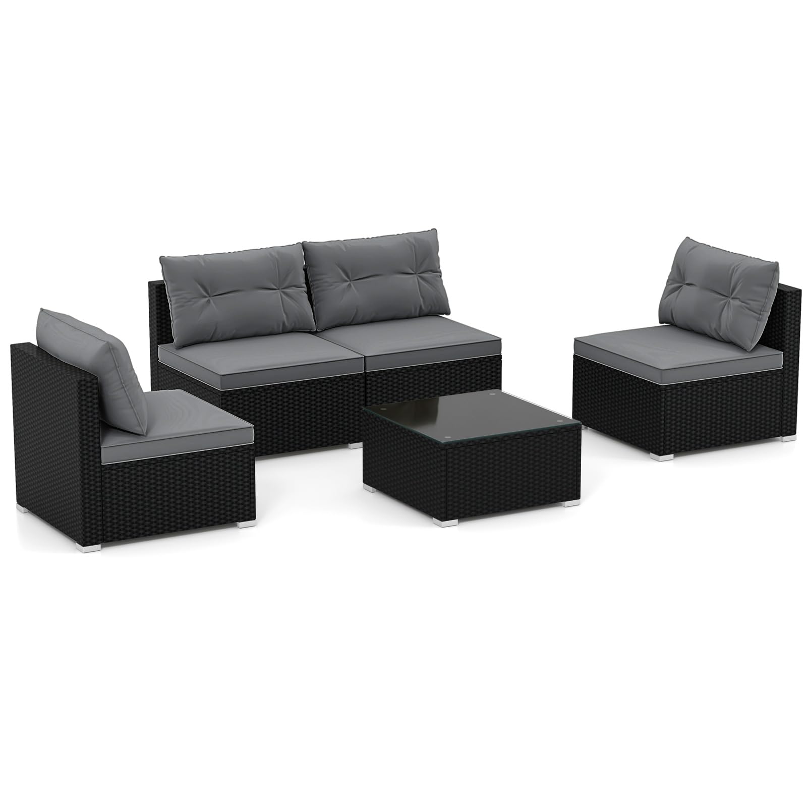 Tangkula 5 Pieces Wicker Patio Furniture Set